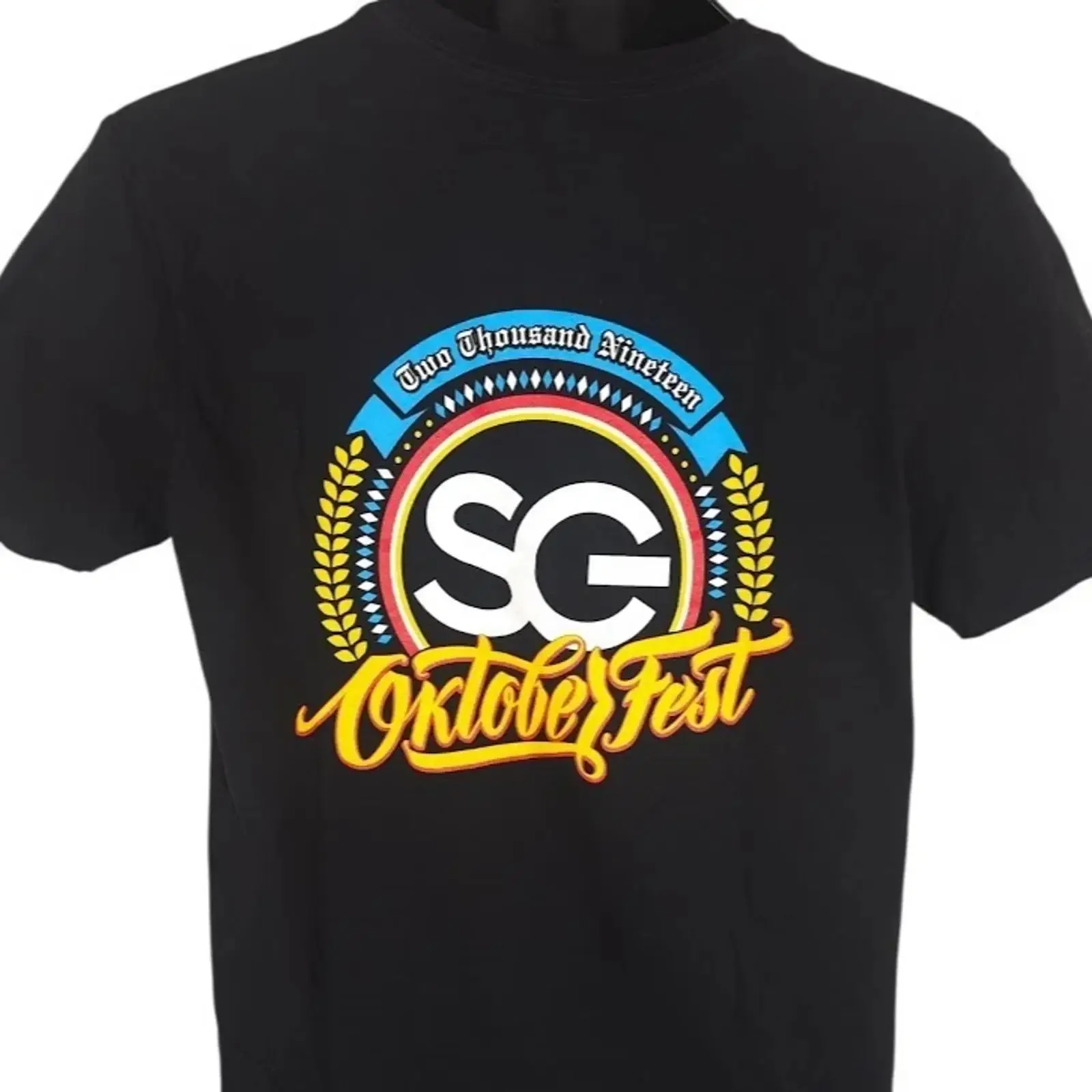Oktoberfest T Shirt Mens Size Medium Black 2019 Las Vegas Scientific Games vintage Washed Casual Comfortable Stretched homme