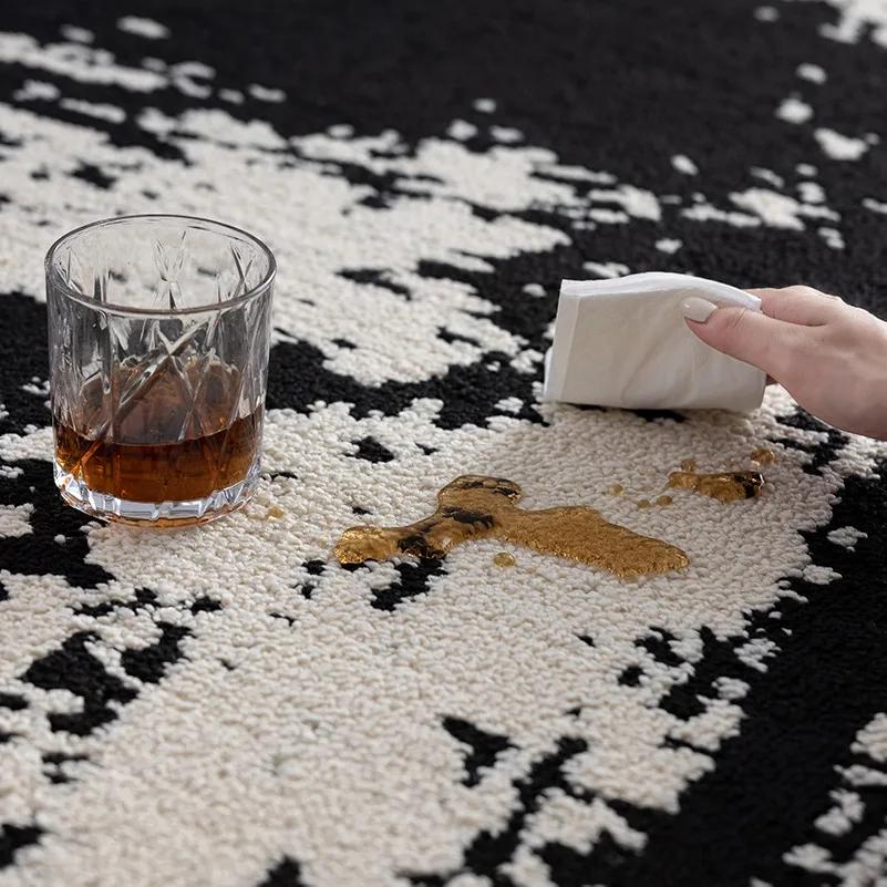 Diatomite Silk Rug Light Luxury Waterproof Stain Resistant Wash Free Wipeable Area Rug For Living Room Bedroom Sofa Coffee Table