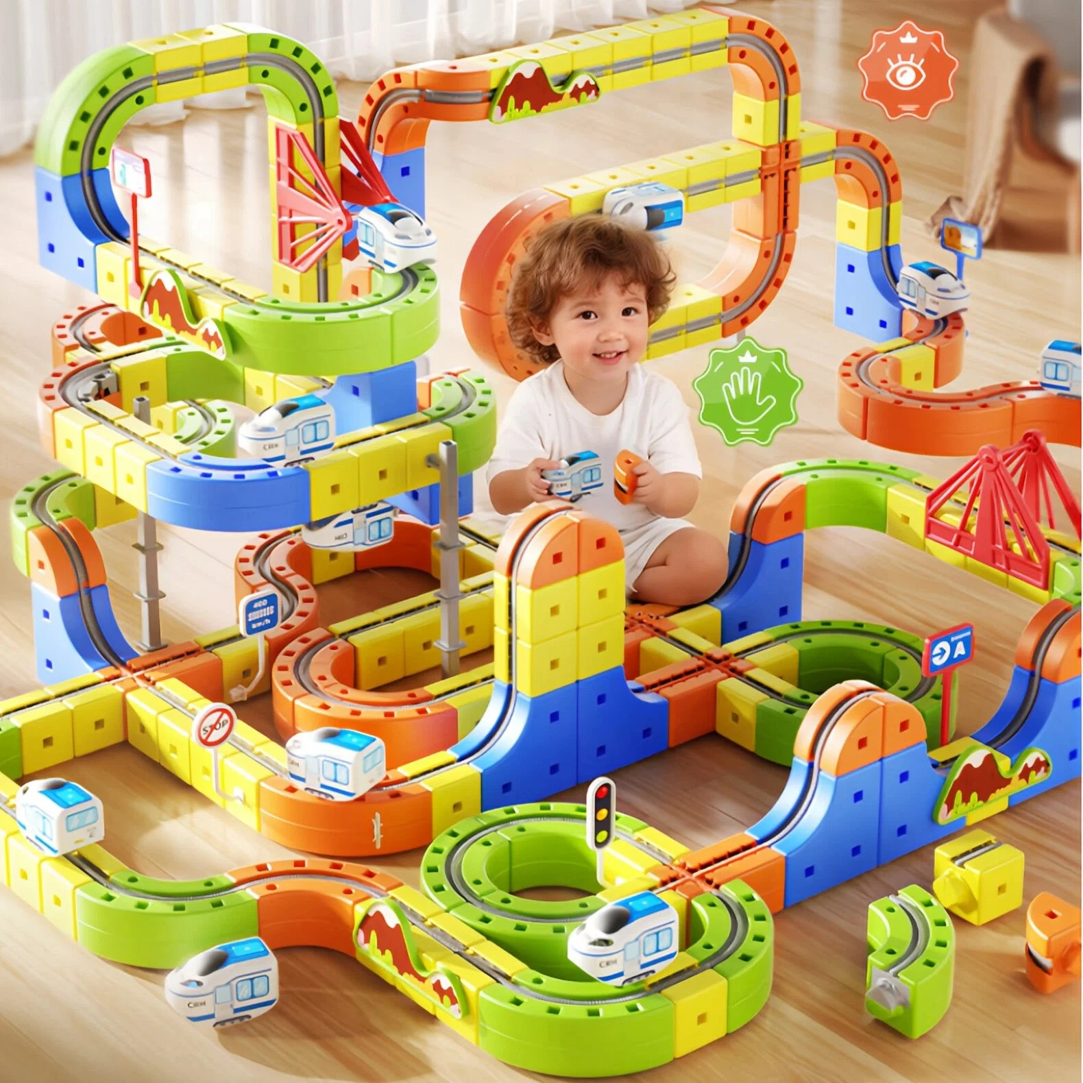 Montagem de trem ferroviário mágico conjunto quebra-cabeça brinquedo pai criança interativo crianças brinquedo não controle remoto trem ferroviário presente natal