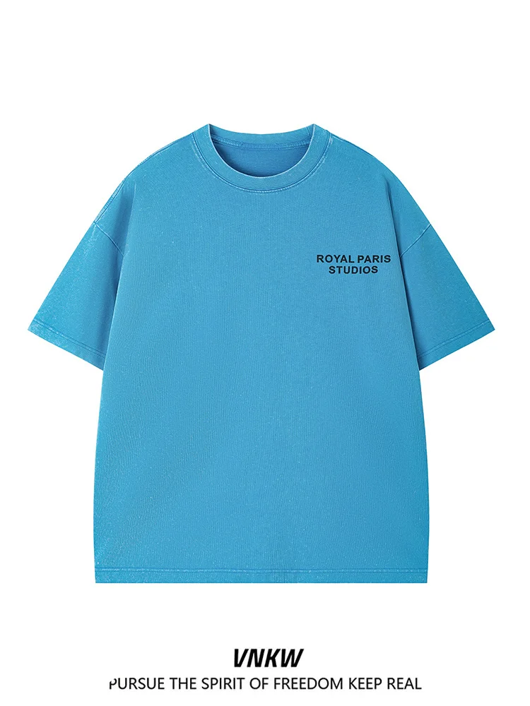 

Heavyweight Pure Cotton Short Sleeve T-Shirt Unisex Casual Streetwear Simple Design Couple Base Shirt Top for Spring