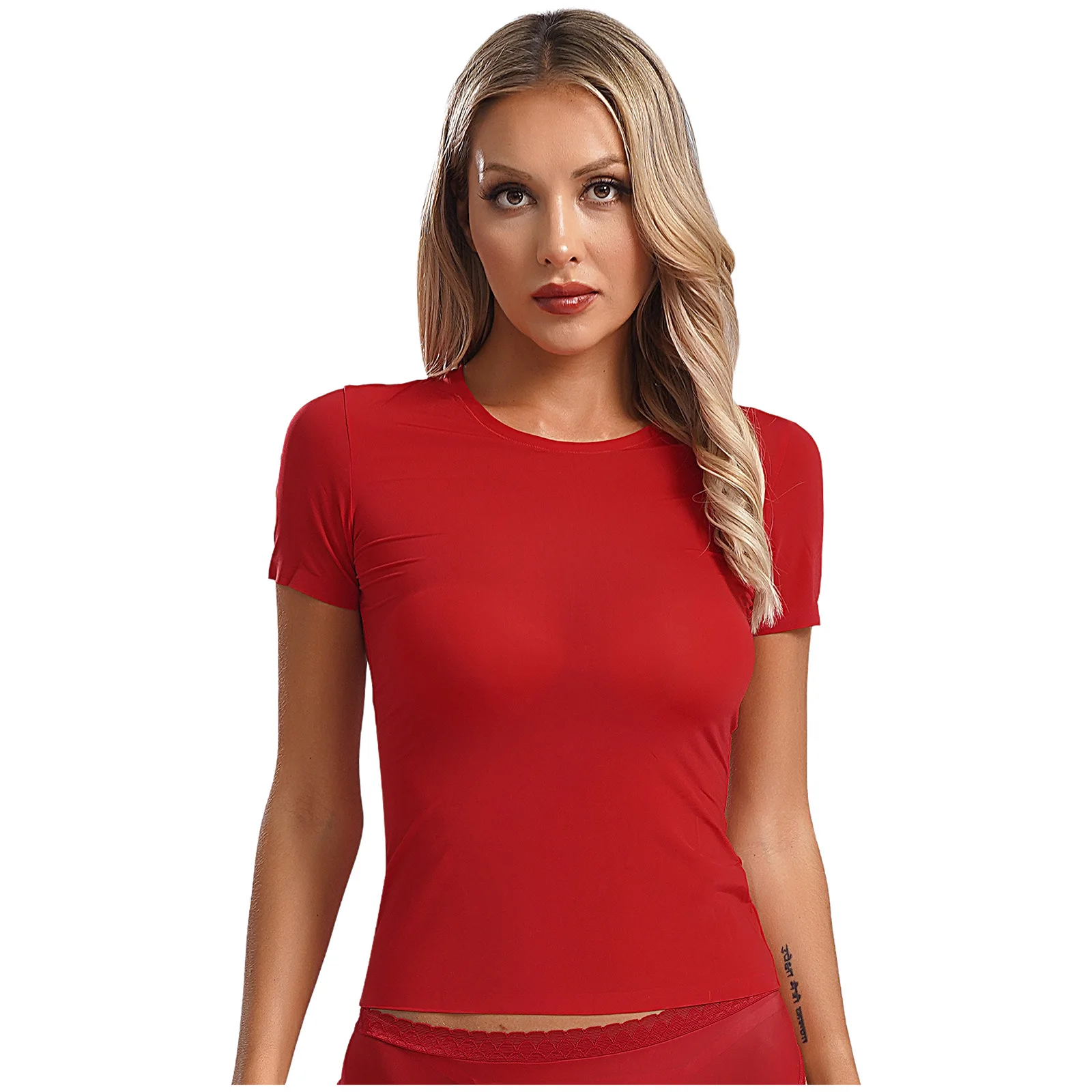 Camiseta atlética de seda helada de secado rápido para mujer, Top holgado ultrafino sin costuras con cuello redondo y manga corta para Fitness, Yoga, gimnasio y Fitness