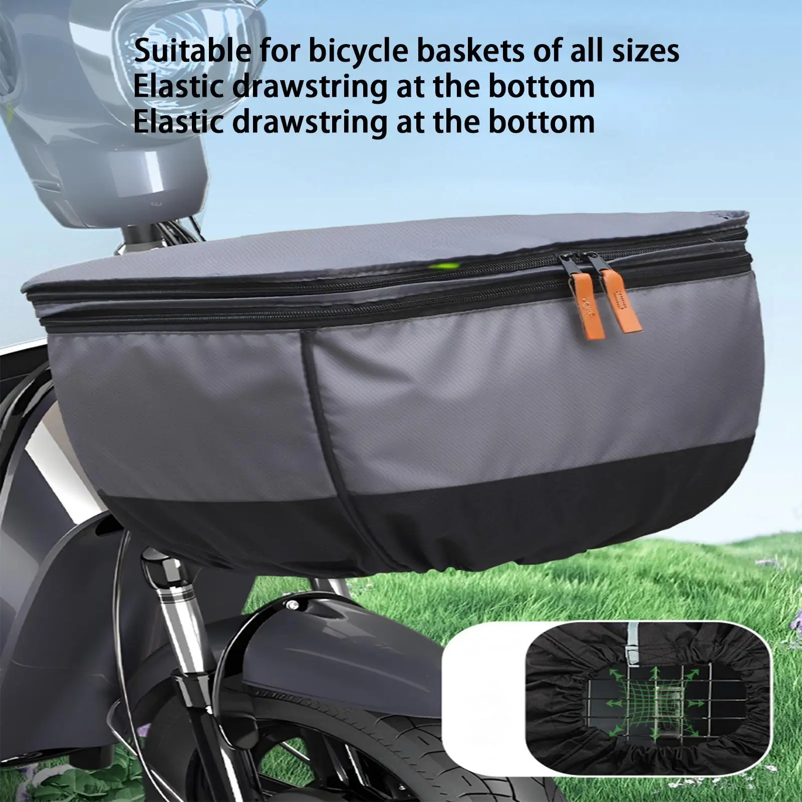 Bike Basket Rain Cover Elastic Dust-Resistant Basket Tarp Rainproof Cover For Outdoor Daily Commuting Grocery Shopping Road Trip