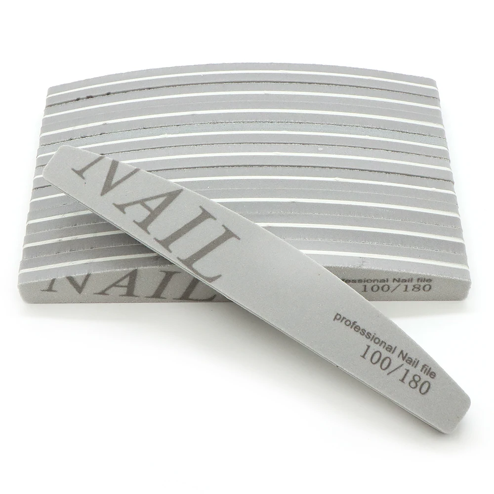 25/50Pcs Professional Double Sided Nail File 100/180 Grit Washable Sanding Buffer File Strip Manicure Tool For Acrylic Gel Nails
