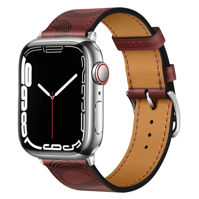 For Apple Watch Ultra 4 3 2 1 49mm 12 11 10 46mm 42mm 9 8 7 45/41mm Leather Strap Wristband For iWatch 6 5 4 SE 3 40/44mm Correa