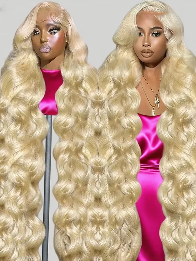 

34 38 дюймов 613 Медовый блондин 13x6 HD Прозрачный объемный волнистый парик из натуральных волос Цветной парик фронта шнурка для женщин Плотность 220