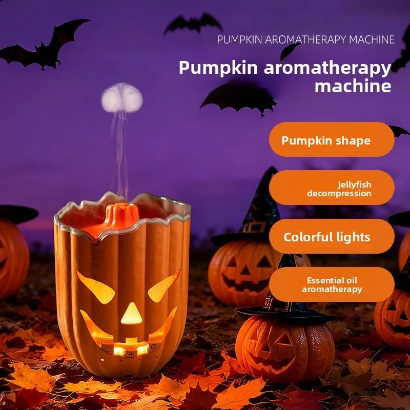 Hot Sale Halloween Exclusive Pumpkin Head Aromatherapy Essential Oil Diffuser Household Ultrasonic Humidifier