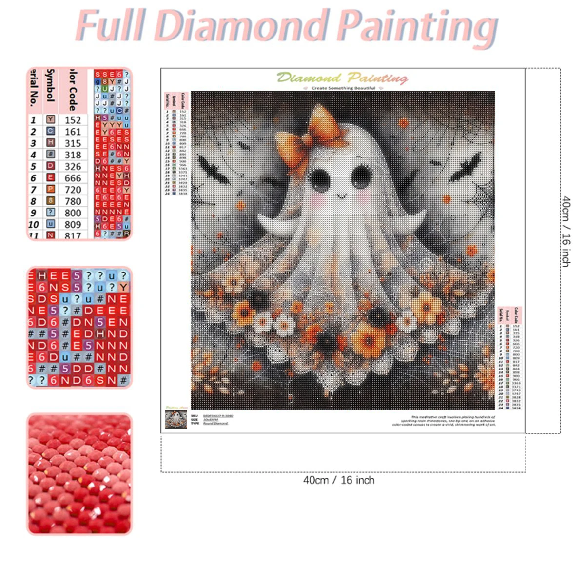 RUOPOTY Ghost Diamond Painting Halloween Complete Kit Diamond Embroidery Full Round Drill Mosaic Decor For Home - Image 2