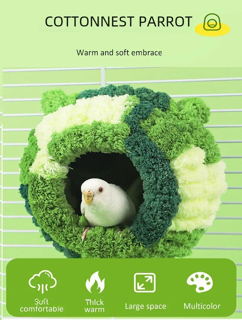 Warm Bird Nest Parrot Hanging Hammock for Cages Winter Hamster Hut Soft Snuggle Cave Cozy Bird Cage Decorate Accessories