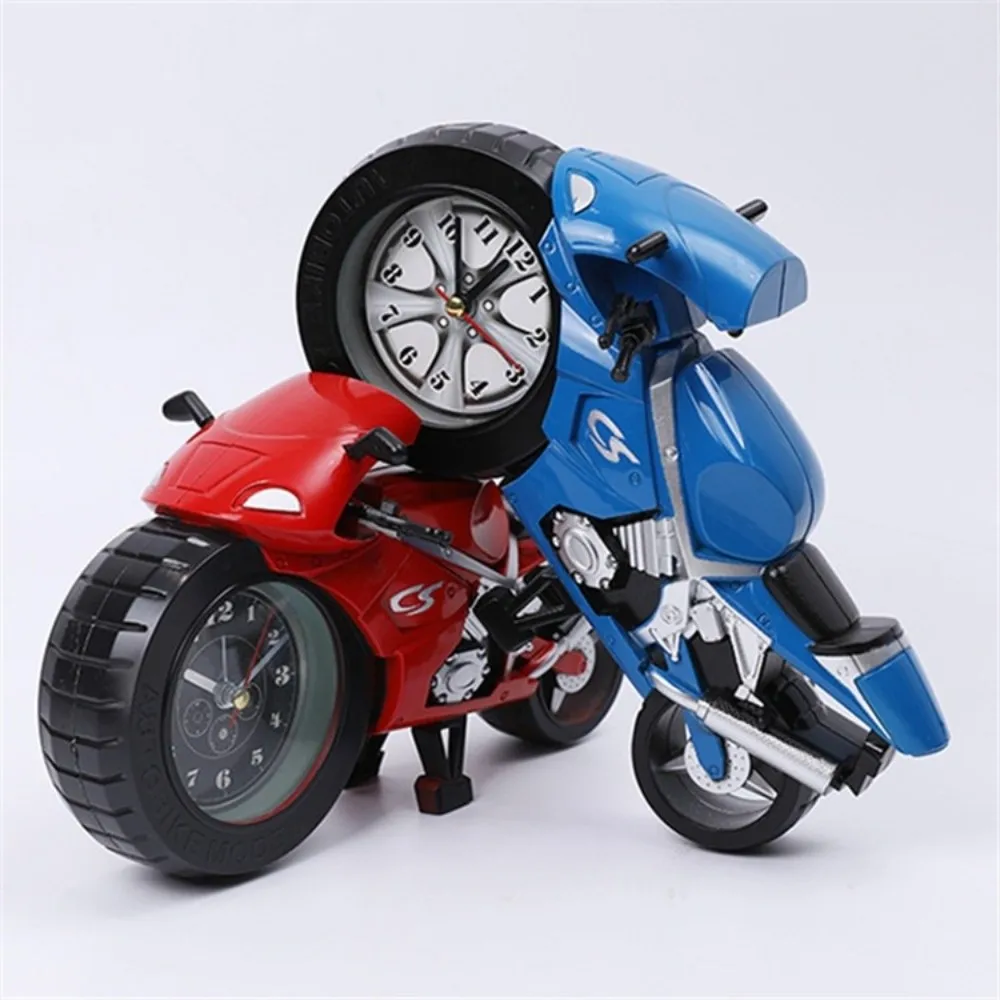 Cartoon Motorcycle Alarm Clock Drop-proof Plastic Bedhead Alarm Clock Silent Movement Mini Alarm Clock for Children