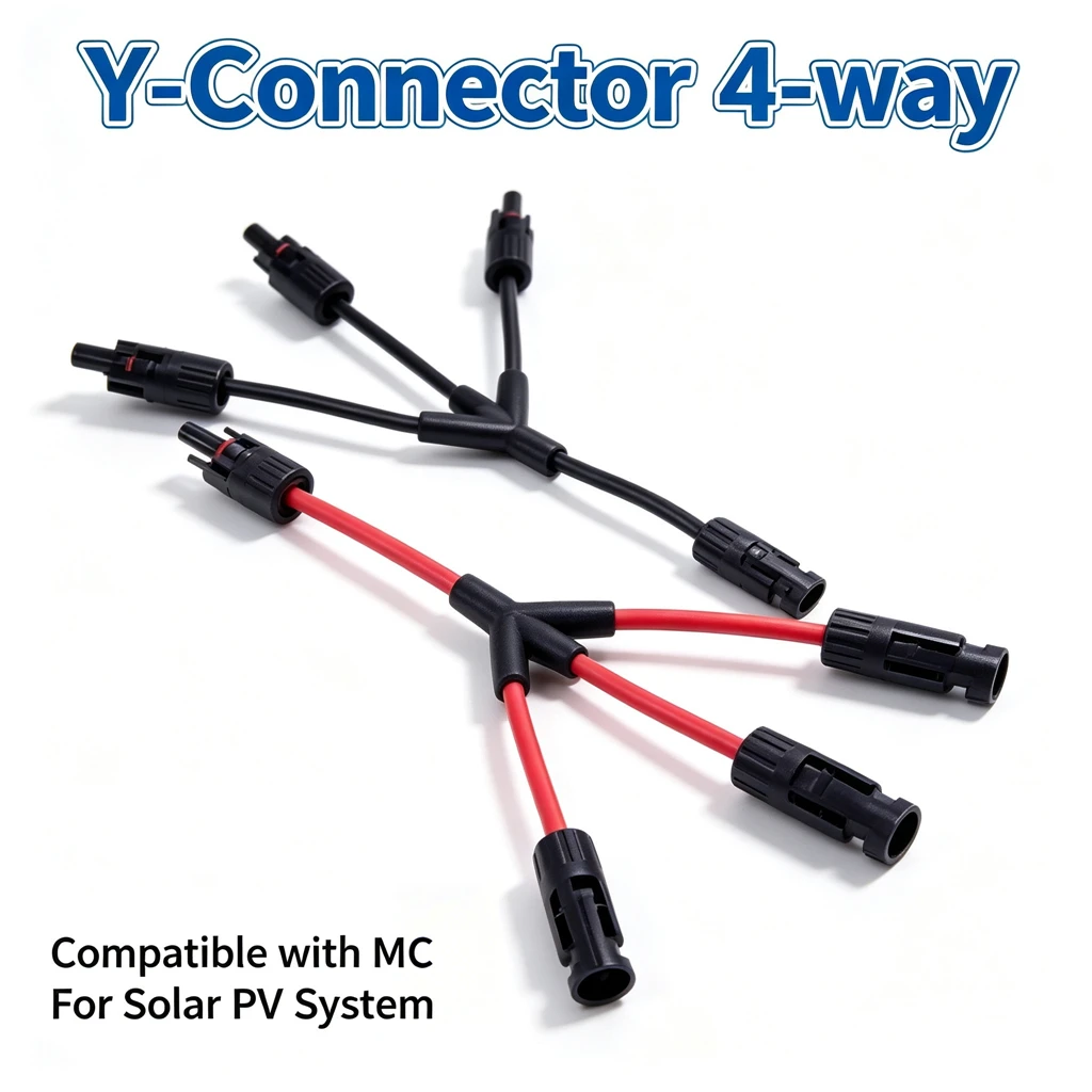 3 in 1 PV Y Branch Solar Parallel Connector 4mm2 1000V Solar Cable Photovoltaic System Male To Female Plug Connector Red Black