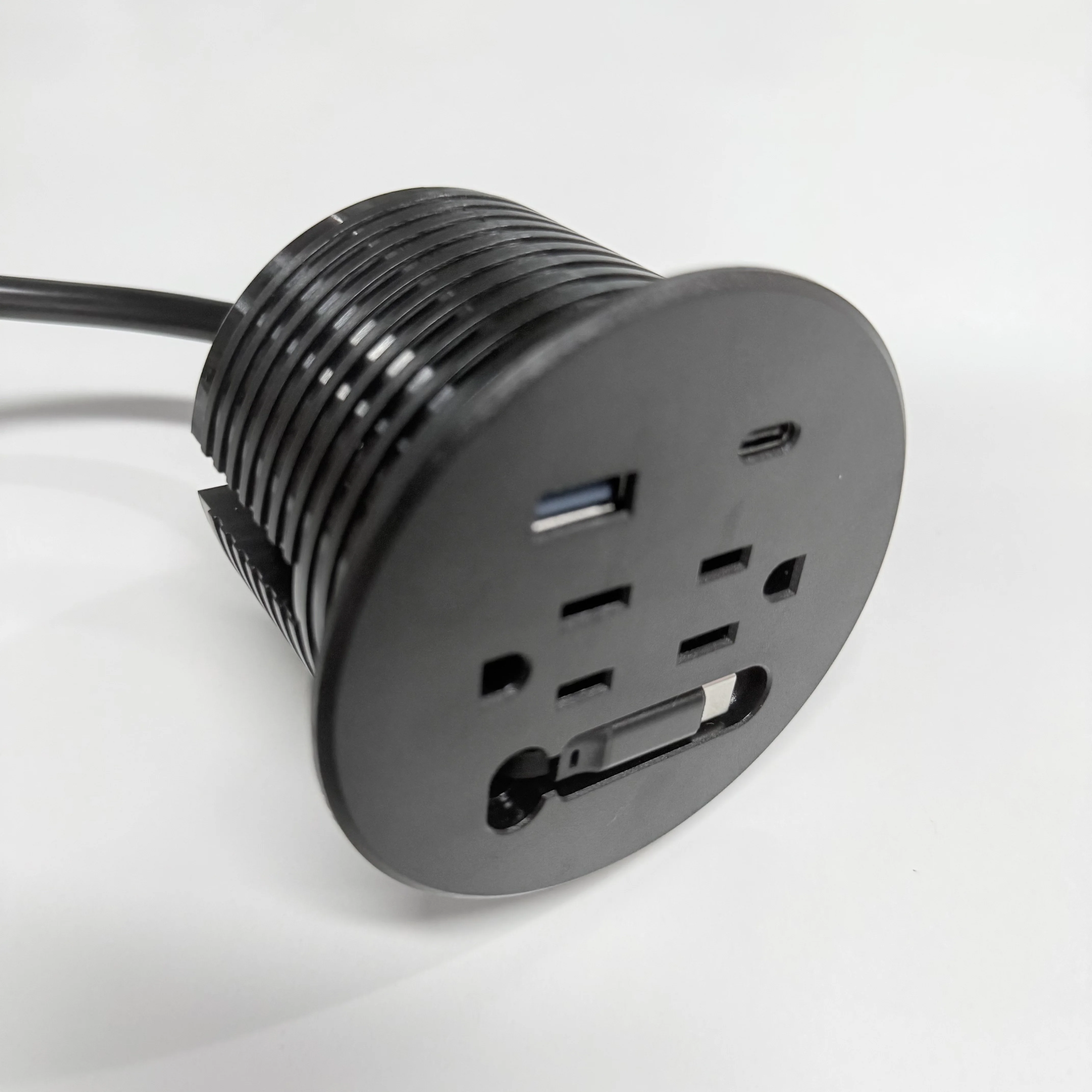 2025 Newest USB-C PD20W Fast Charging Station with Telescopic Data Cable for Smartphone 3 Inch Recessed Power Grommet