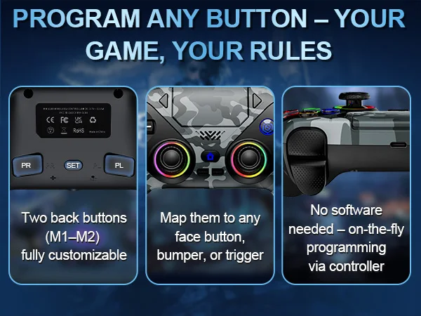 Für Playstation 5/PS5 Controller, RGB Wireless Gamepad, Turbo Dual Sense Vibration Programmierbarer 3D Gaming Controller – Detail 21