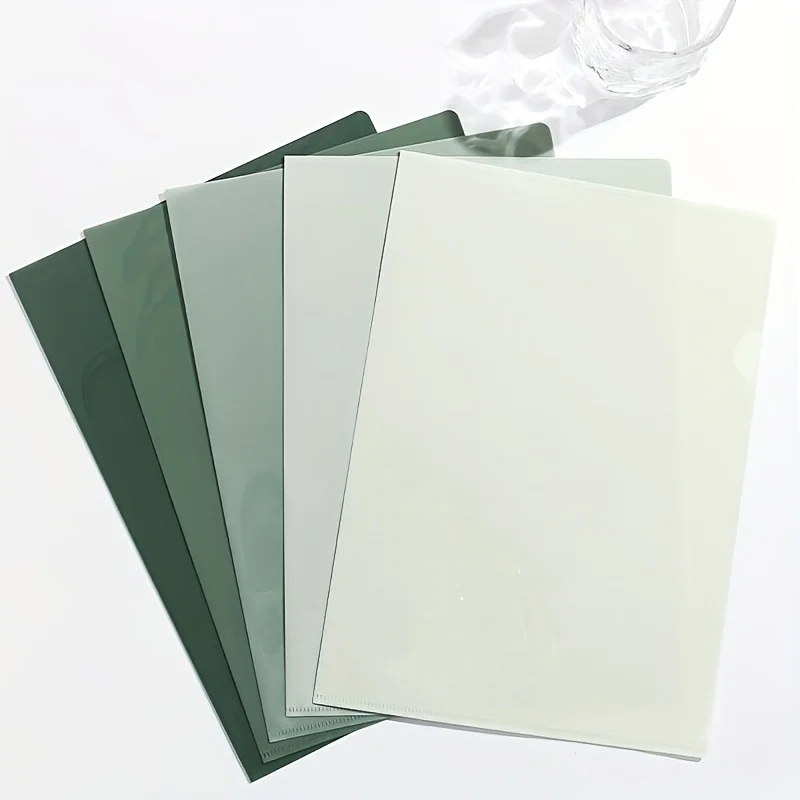 5-Pack A4 Gradient Green PP Plastic File Folders |Thick Office Organizer for Single Page Storage,Home and Office Document Holder view 3