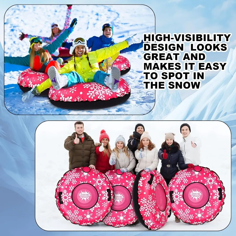 47 Inch Snow Tubes Inflatable Snow Sled with Handles for Adults Thick Heavy Duty Bottom Sleds Winter Toys for Outdoor Sports Sl