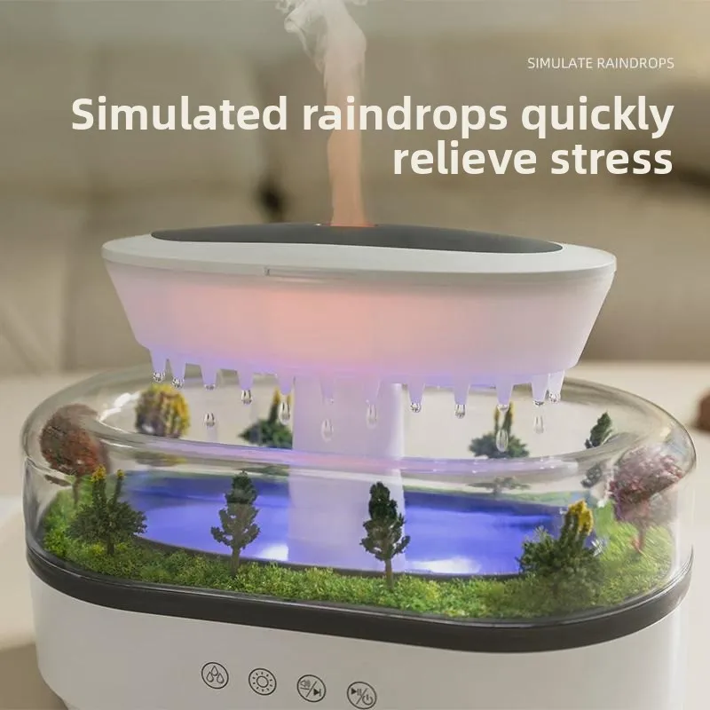Silent Micro Landscape Aromatherapy Humidification Desktop with White Noise Small Raindrop Humidifier Household Aromatherapy