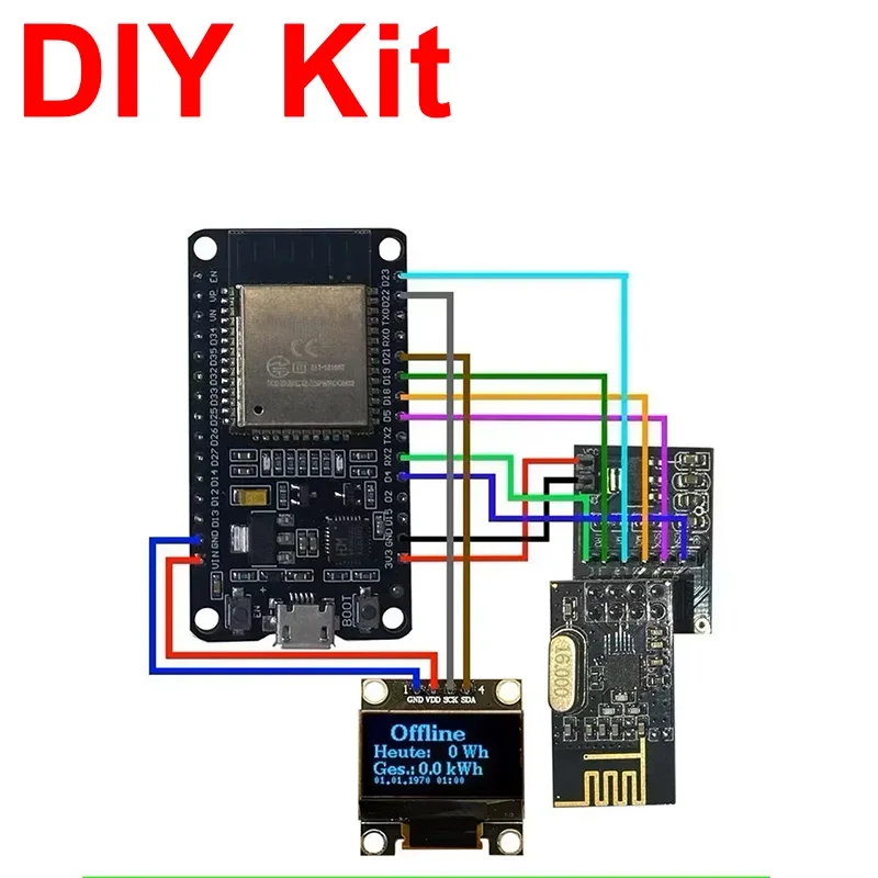 

For DIY Kit ESP32+NRF24L01+Cable For HM300/350/400/600/700/800/1200/1500 and TSun 350/400/TSun M800 High-performance Components