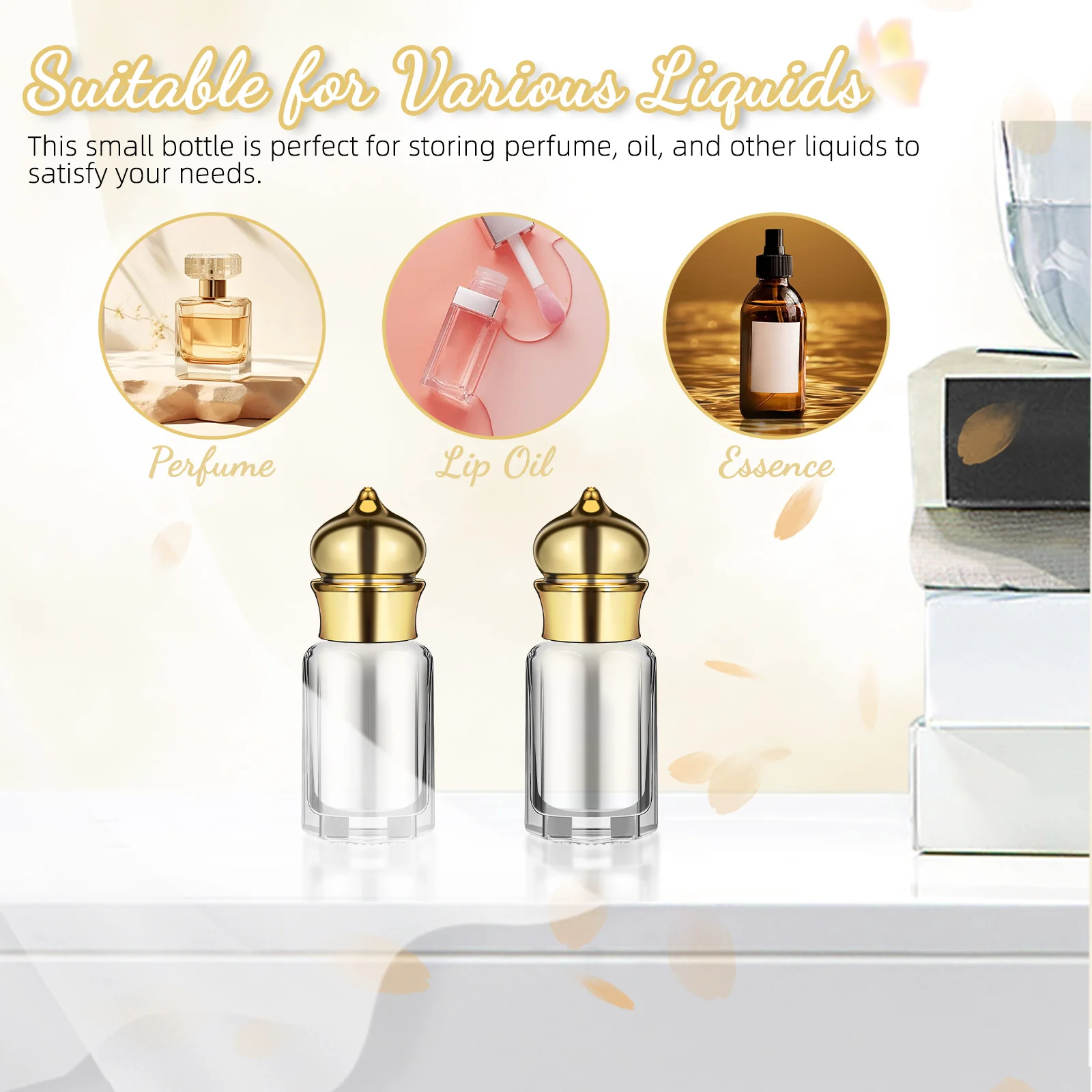 6 個ロールオン香水ボトルエッセンシャルオイル容器詰め替え可能な小さなガラスボトル絶妙な香り旅行ロールオンボトル