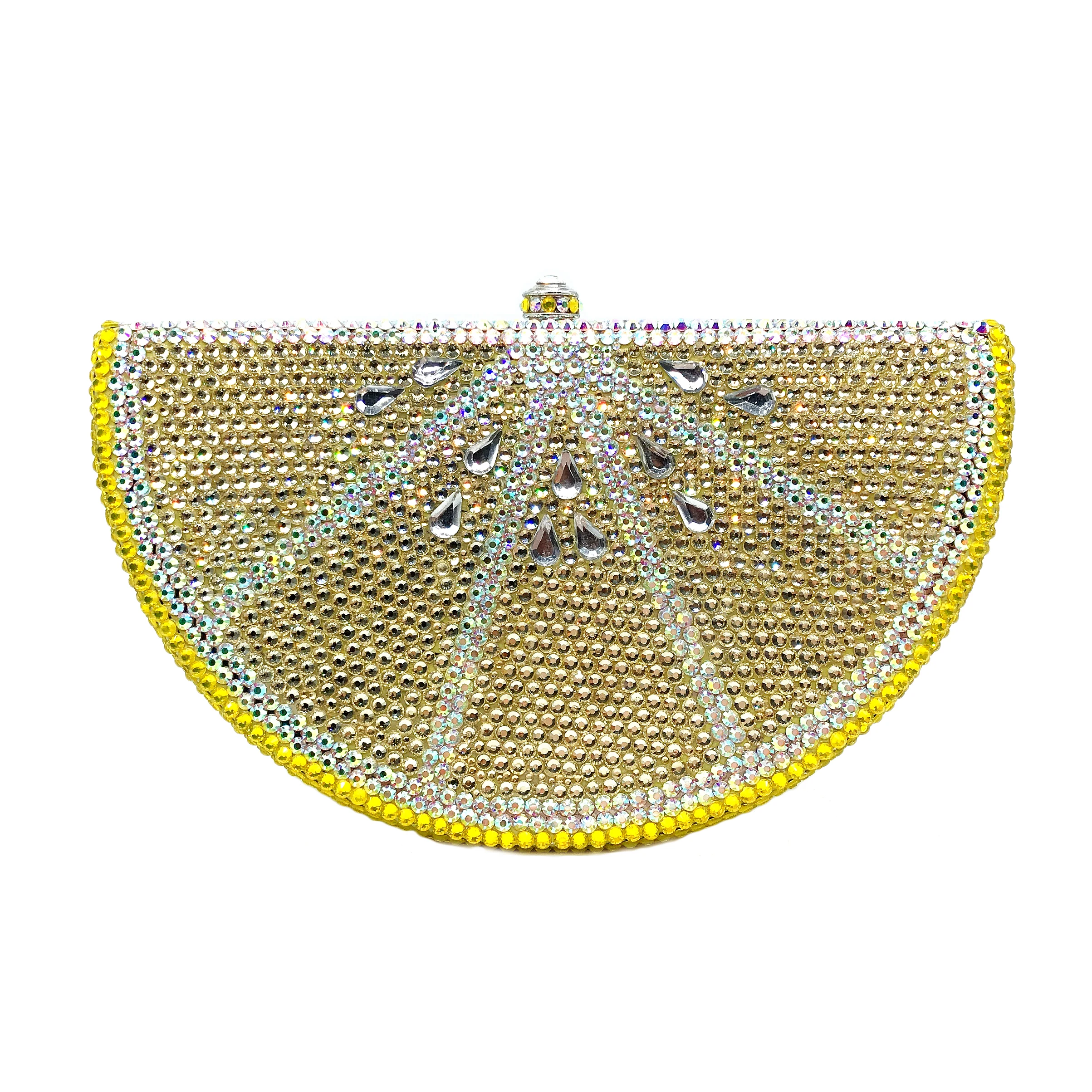 Lemon Shaped Diamond Clutch Purses Wedding Prom Party Bling Rhinestone Handbags Women Crystal Stone Evening Bag