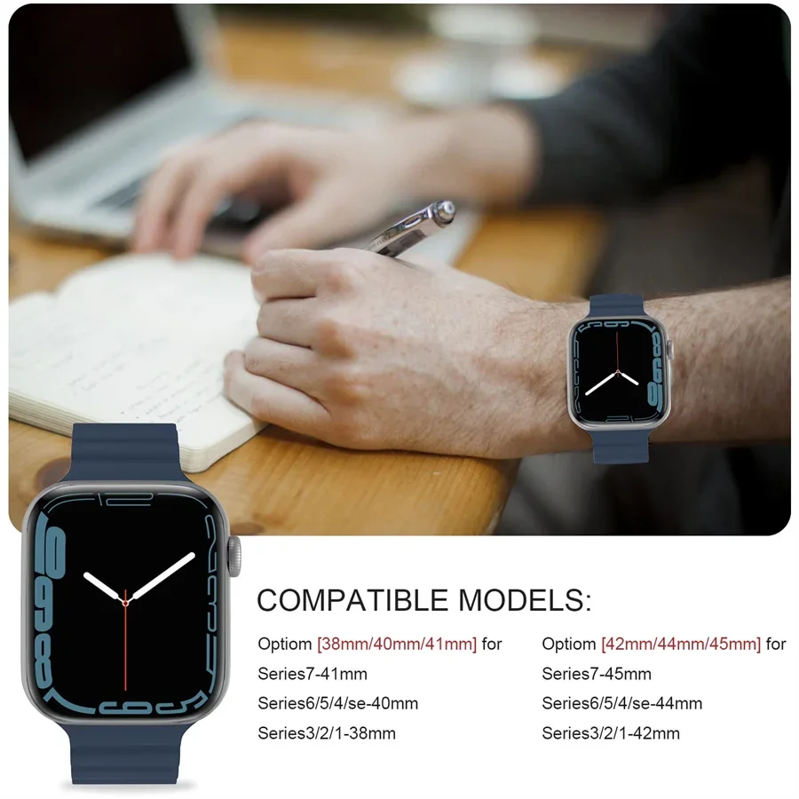 Магнитная петля для Apple Watch Band 44 мм Ultra 49 мм 45 мм 40 мм 41 мм 42 мм Силиконовый спортивный браслет iWatch Serie 8 7 6 SE 5 4 3 Ремешок