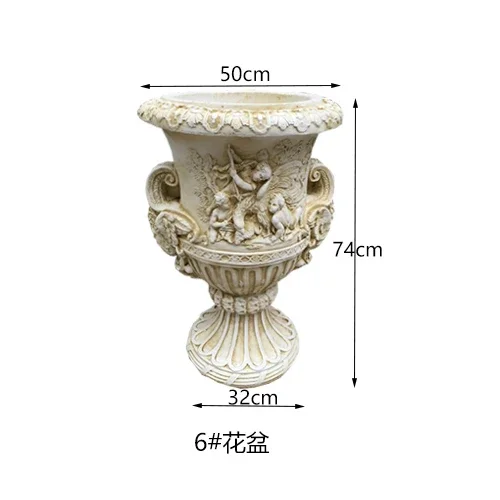 Factory Direct 2026 Retro Roman Pots High-End Villa Door Outdoor Courtyard High-Leg Flower Pot