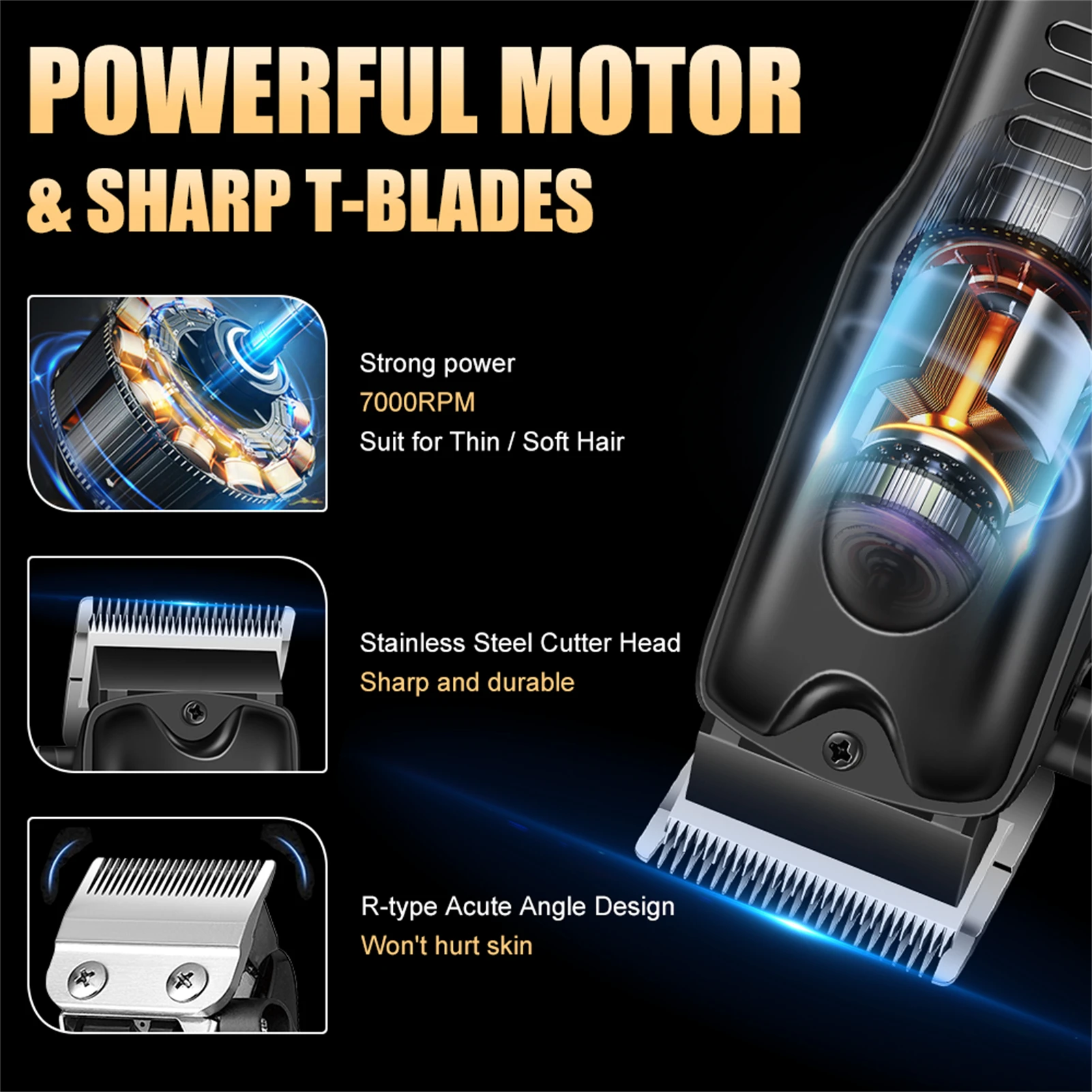 Portable Cordless Hair Clipper Professional Men's Hair Beard Trimmer High Power Barber Grooming Hairdressing Cutting Machine