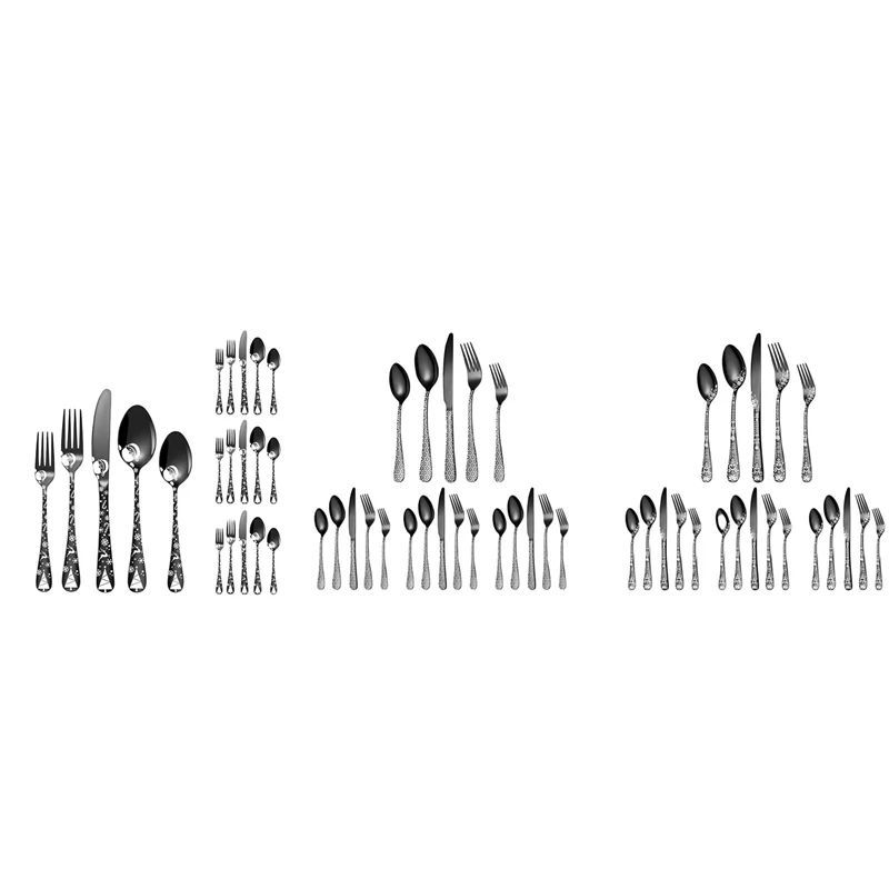 Black Silverware Set,20 Piece Stainless Steel Flatware Set For 4, Knifes And Spoons And Forks Set,For Restaurant