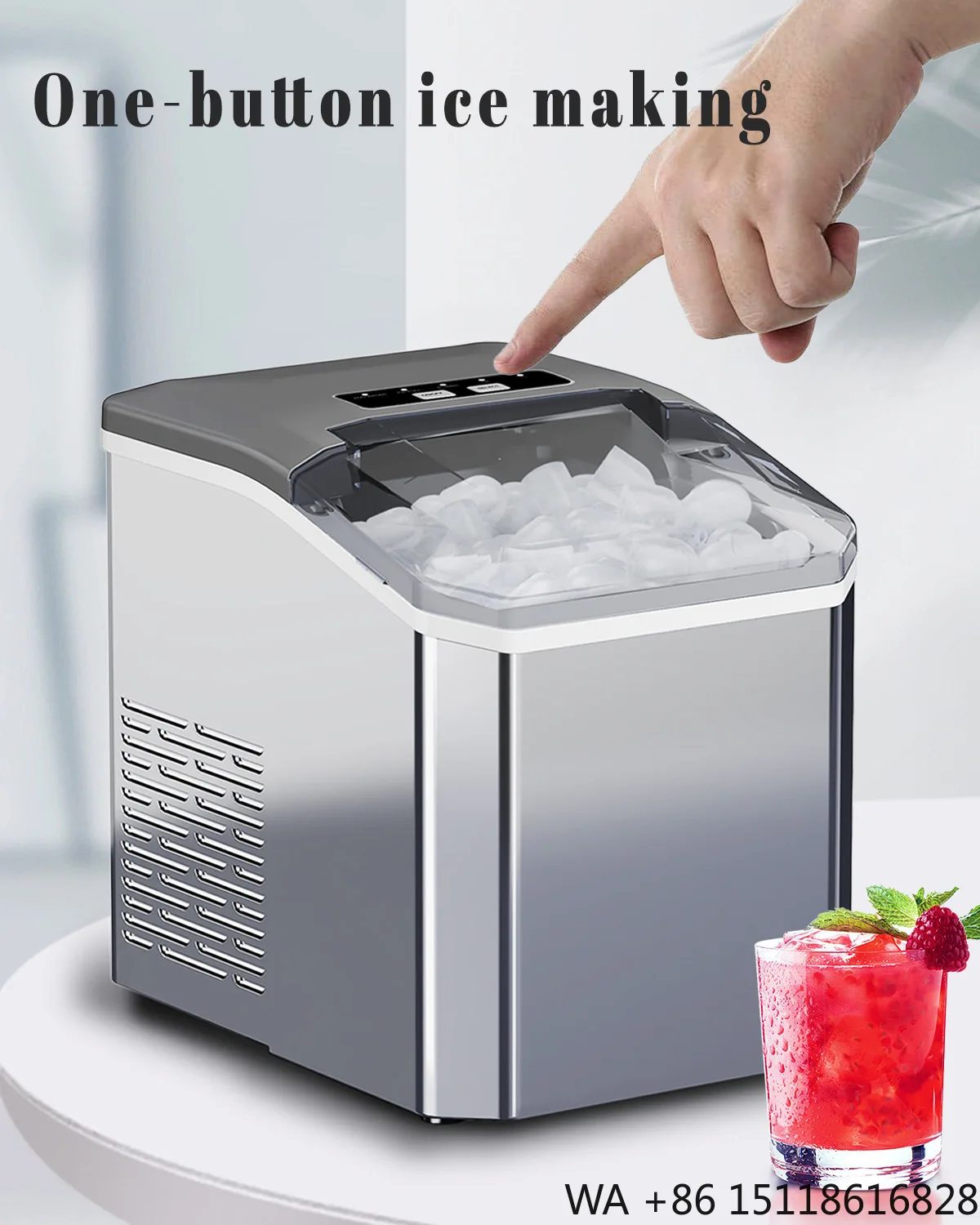 Counter-top Electric Ice Maker 12kg Plastic Housing 8 Mins 9 Bullet Ice-black Energy Efficiency Household Bullet Ice Maker