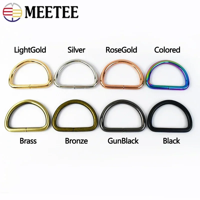 30Pcs Meetee 12-50mm Metal O D Ring Buckle Bag Strap Adjust Clasp for Garment Handbag Belt Buckles DIY Craft Hardware Accessory