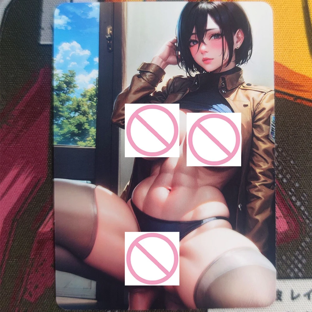 Anime Sexy Nude Cards Attack On Titan Mikasa Ackerman Collection Card Expose Big Breasts Gentleman Card Otaku Gifts 63*88mm