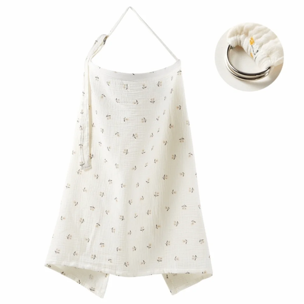 Cotton Breastfeeding Nursing Cover Adjustable Flower Printed Breast Feeding Blanket Breathable Multi-purpose Use