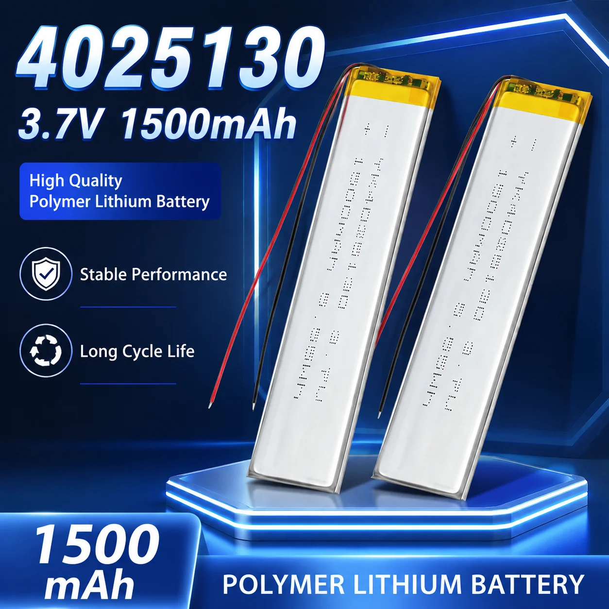 3.7V 1500mAh 4025130 Li-Po Lithium Battery Rechargeable Storage Cell Fit Tablet Player E-book Laptop Bluetooth Headset Devices