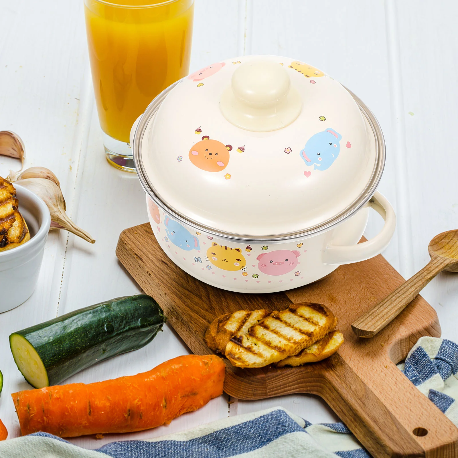 مقالي خبز من المينا المغطاة لوعاء الفرن وأواني الطبخ المزخرفة #2