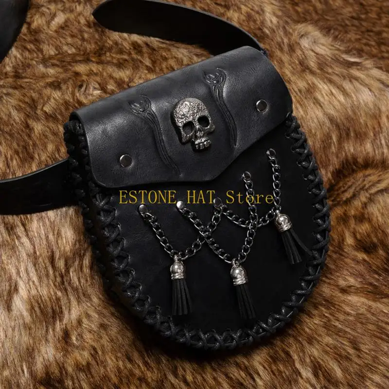 

49MF Medieval Waist Pack Leather Belt Pouches Waist Bag LARP Costume