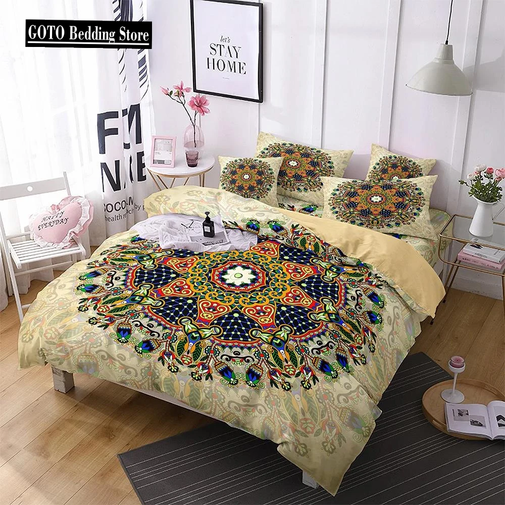 

Print Bohemian Mandala Comforter Cover Super Comfortable Microfiber Fabric Bedroom Beddidng Set Datura Duvet Cover+pillowcases