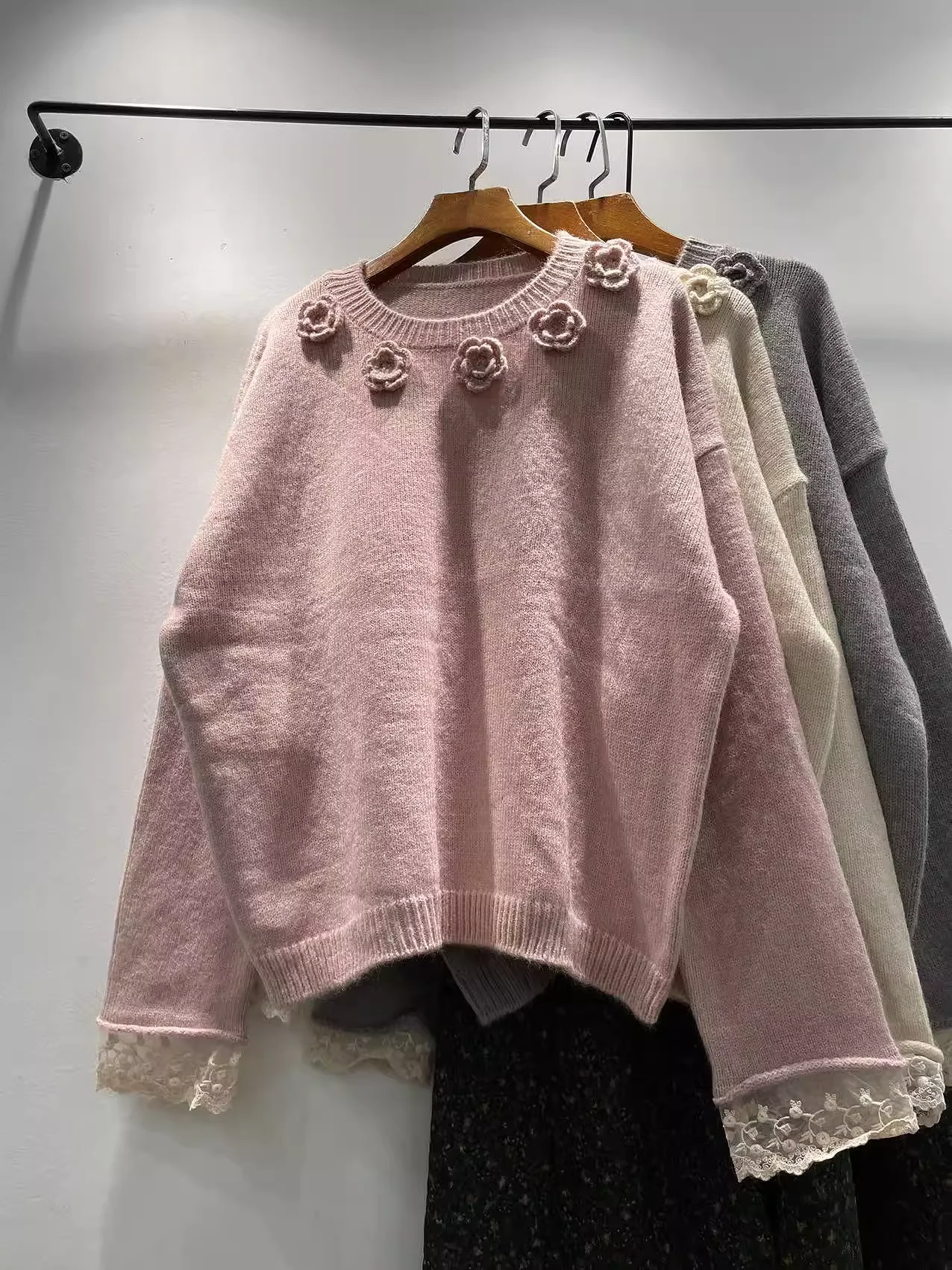 2026  Christmas sweater women pullover winter Japanese style handmade knitted flower sweaters and jumpers mori girl knitwear