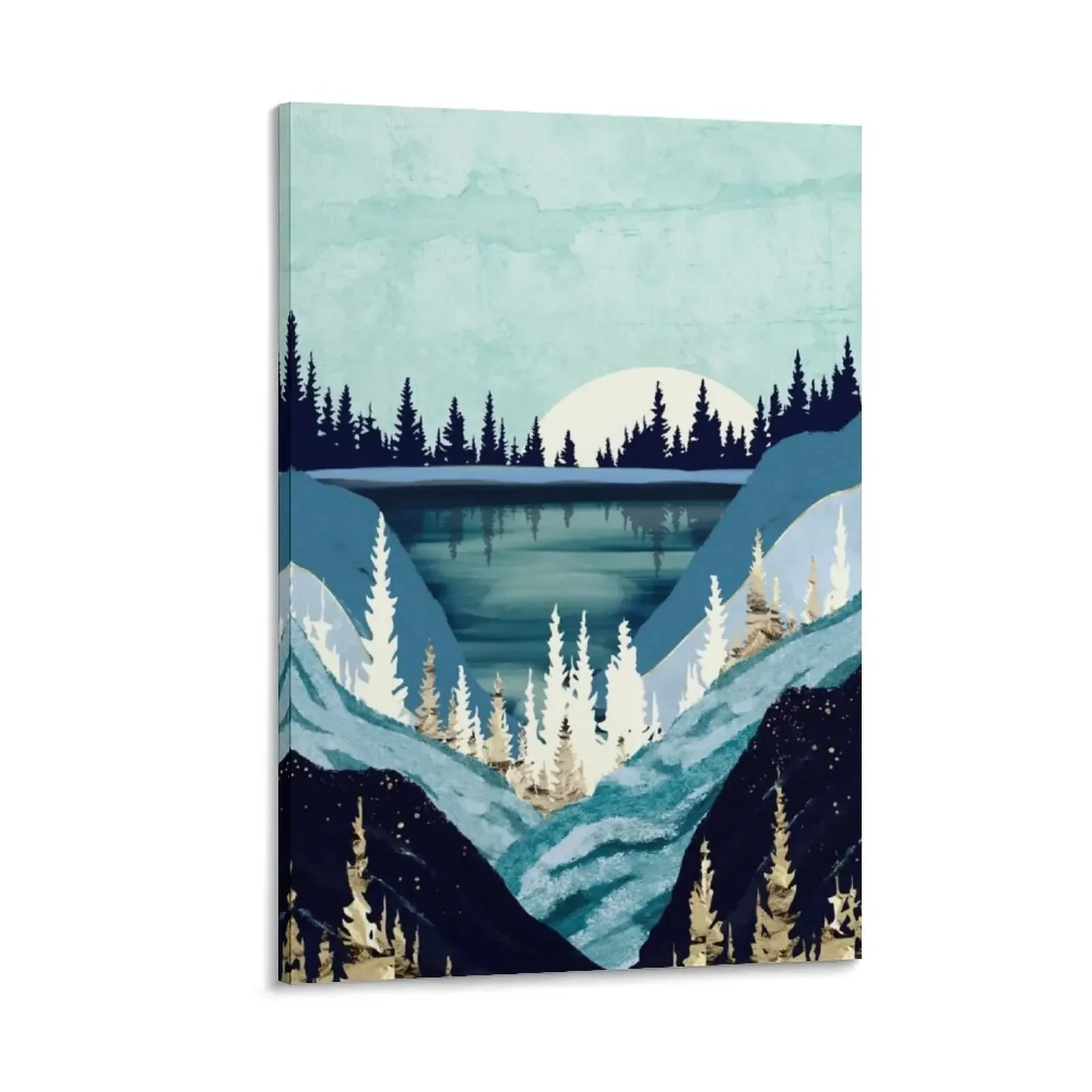 

Blue Forest Lake Canvas Painting vintage home decor posters for wall Luxury living room decoration Home decoration