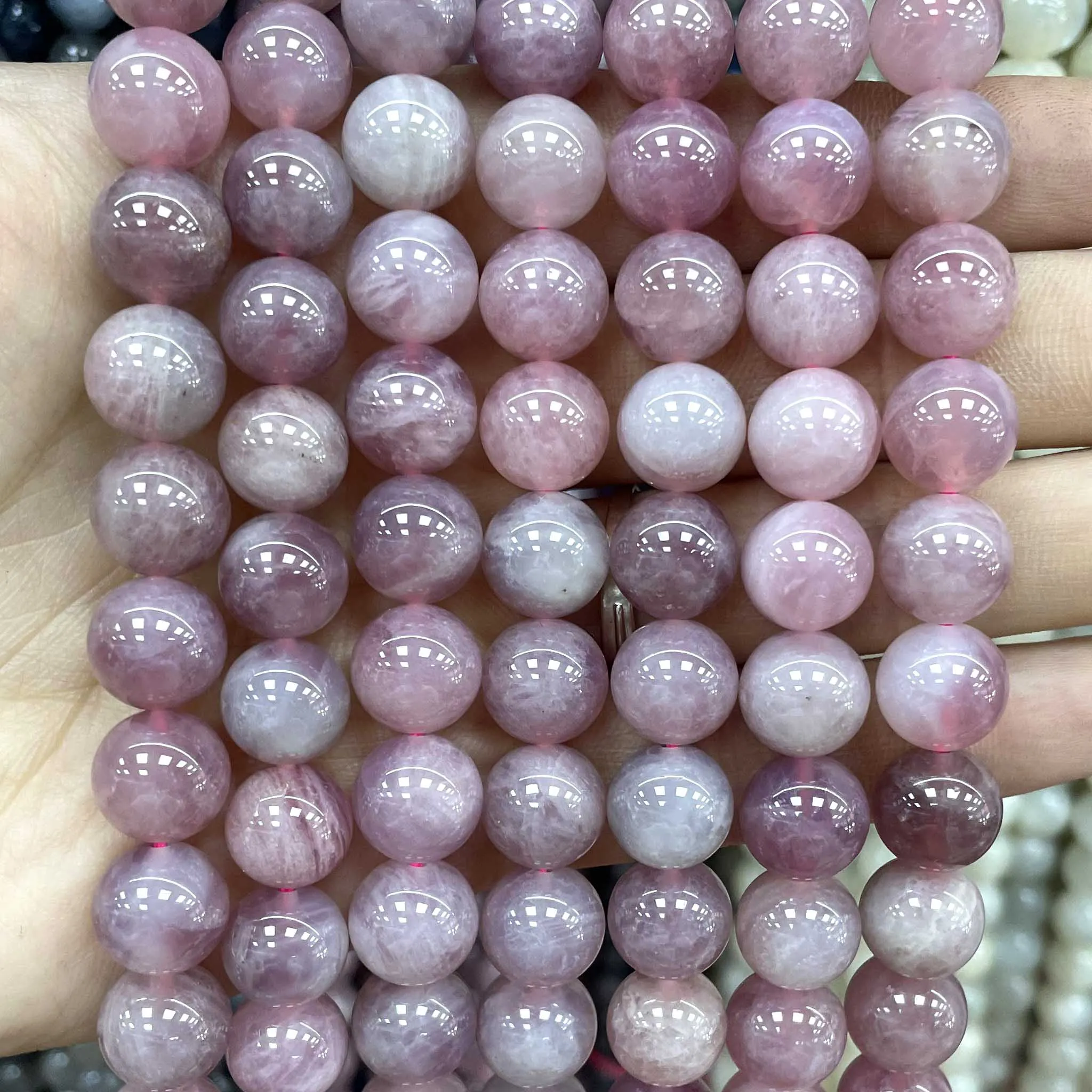 6/8/10MM Natural Stone Purple Rose Quartz Round Gemstone Spacer Beads For Jewelry Making DIY Bracelet Accessories 7.5\'\'inches