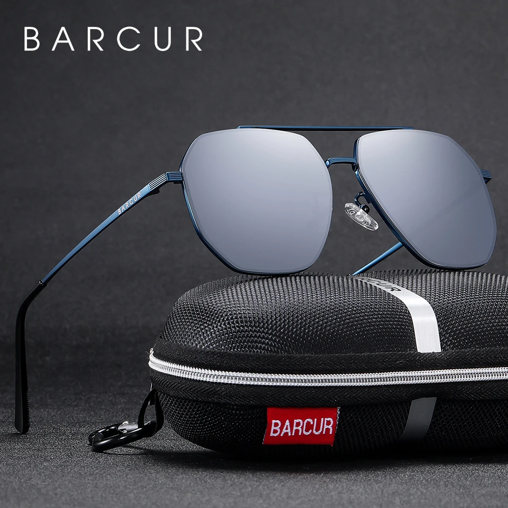 BARCUR Square Glass Lens Men Sun Glasses for Women Polarized Sunglasses Shades Eyewear Gafas De Sol