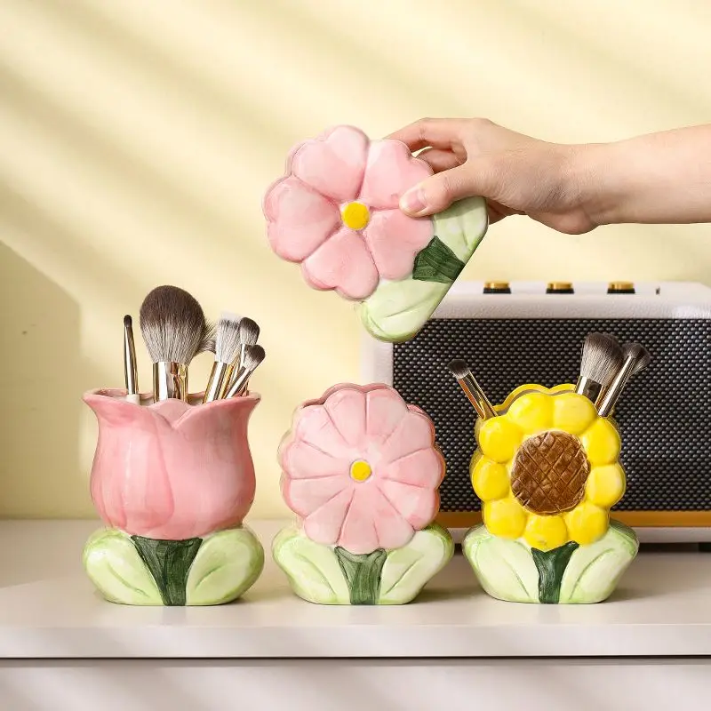 

Creative Ornament For Ceramic Desktop Flower Pen Holder Storage Rack