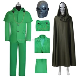 Comic Film Dr. Victor Doctor Von Downy Cosplay Dooms Evil Costume Cloak Green Mens Suit Cape Halloween Party Roleplay Outfit