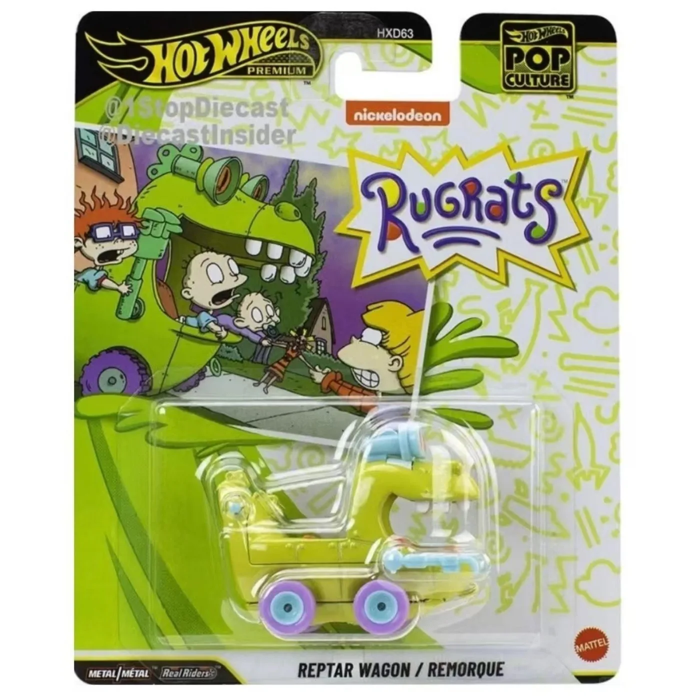 

Оригинальные Hot Wheels Premium Pop Culture Rugrats Reptar Wagon 1/64 HotWheels Миниатюры Автомобильные Hoteelws Литая под давлением модель автомобиля Hotweheel