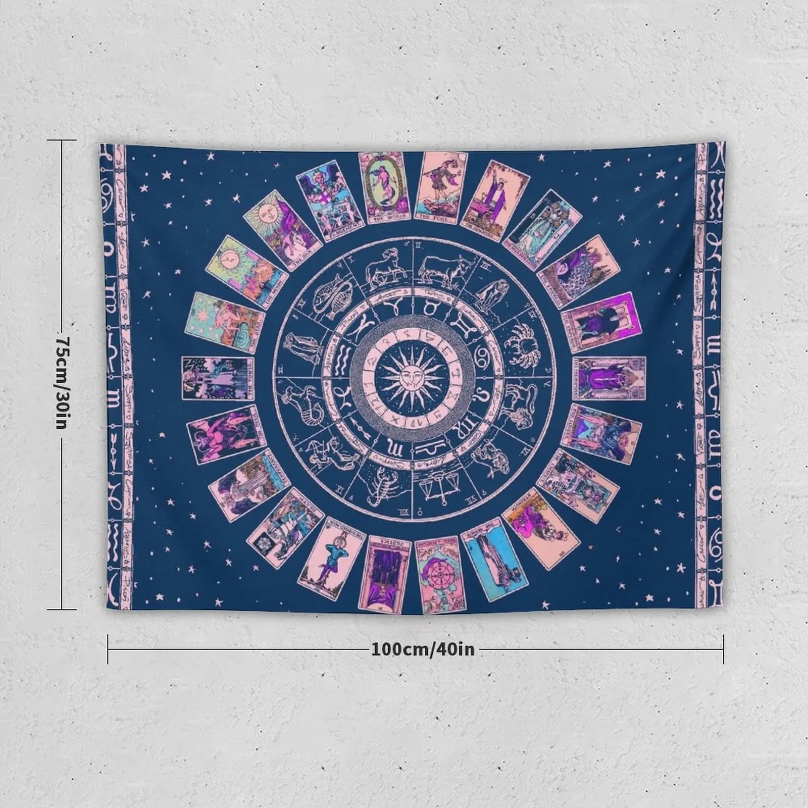 Pastel Goth Zodiac, Astrology Chart & the Major Arcana Tarot Tapestry Decorations For Room House Decor Tapestry