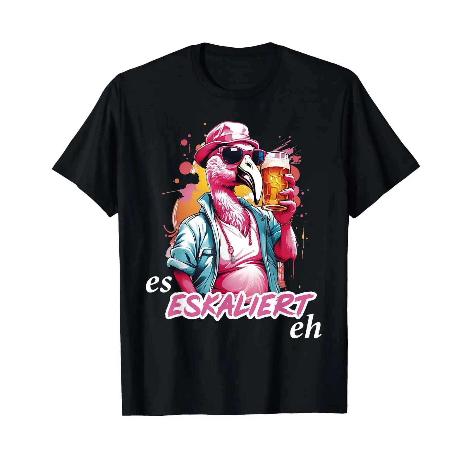 It's escalating anyway Flamingo T shirt vintage Washed Breathable Soft homme designer clothes Versatile graphic