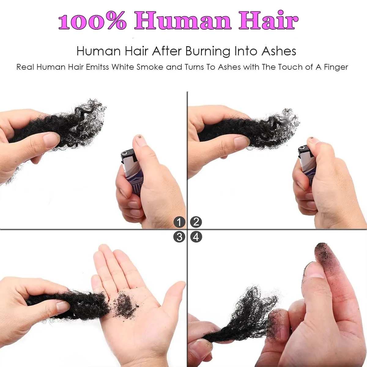 Gray Color 4C Afro Kinky Bulk Human Hair 50g/Pack for Dreadlock Extensions Loc Repair Braiding Twist Tight Afro Kinky Human Hair