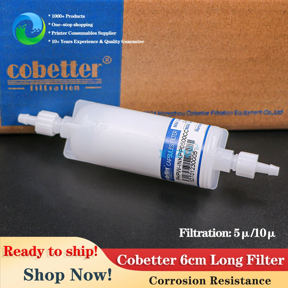 

Цифровой струйный принтер Cobetter, длинный фильтр 6 см, 5 мкм, 10 мкм, оригинальный капсульный фильтр для экосольвентного принтера, УФ-машина