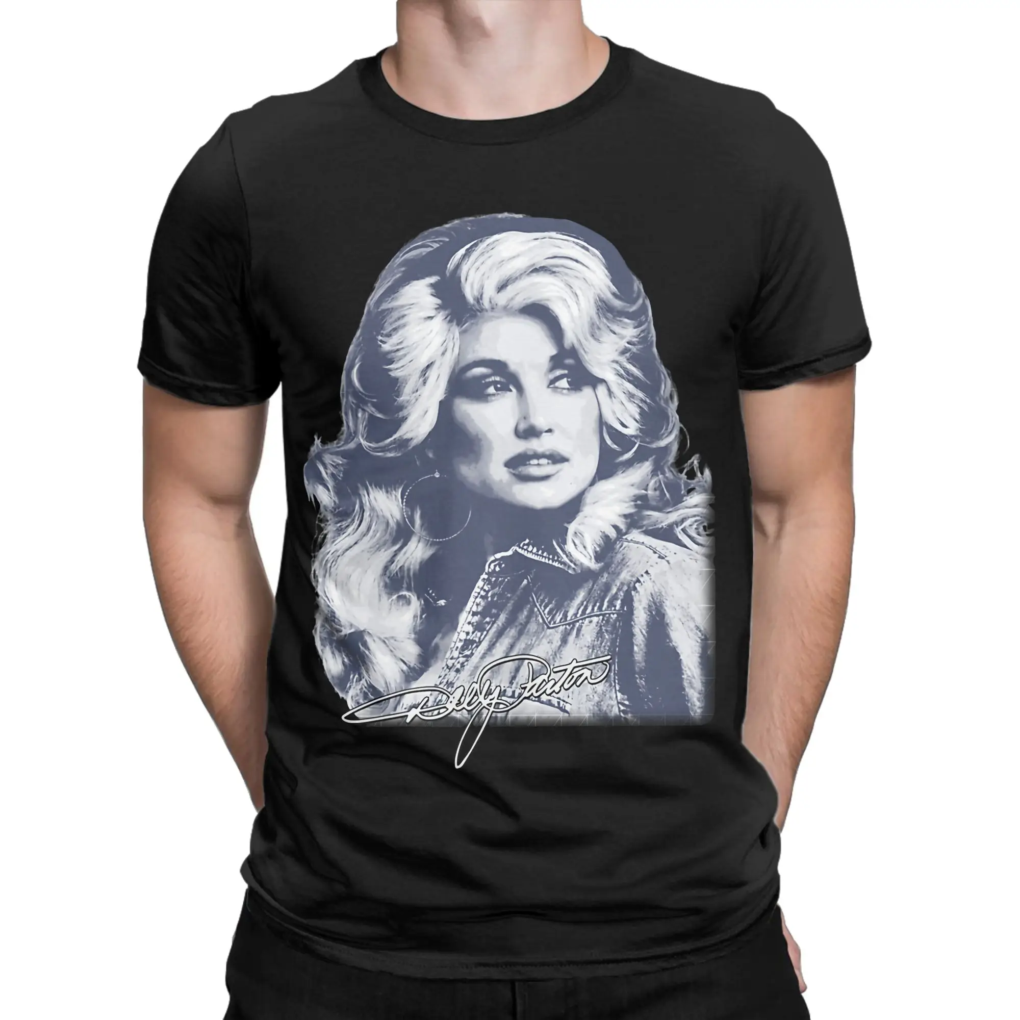 Dolly Parton T Shirts Men's  Pure Cotton Vintage T-Shirt Round Collar  Tee Shirt Short Sleeve Clothes Gift Idea