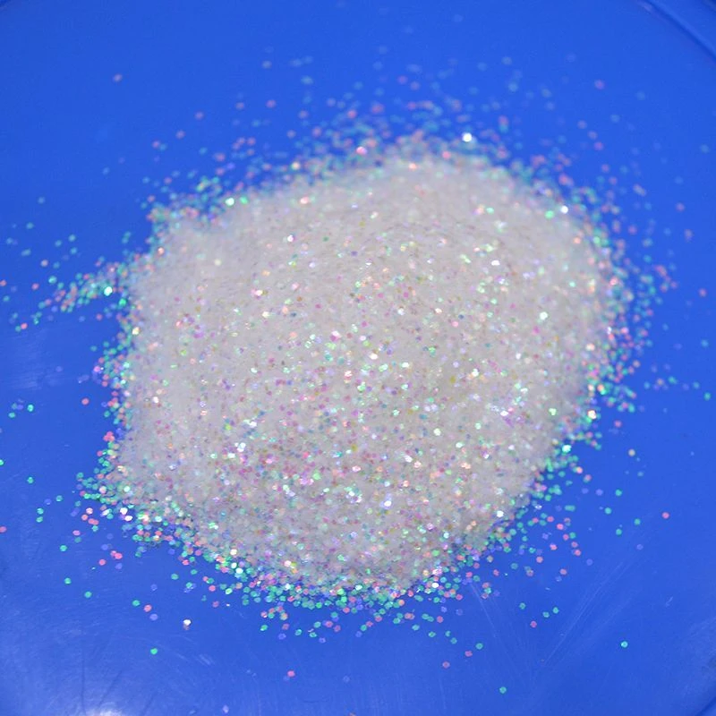 Holografisches weißes irisierendes Glitzerpulver 100g, PET-Flitter in verschiedenen Größen für Nagelkunst, Kunstharz, DIY-Wandmalerei, Basteldekoration – Detail 3