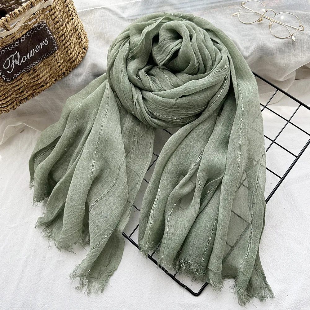 

Cotton Linen Sequins Women Scarf Warm Pashmina Lady Shawls and Wraps Casual Short Tassel Scarves Neckerchief Head Wrap