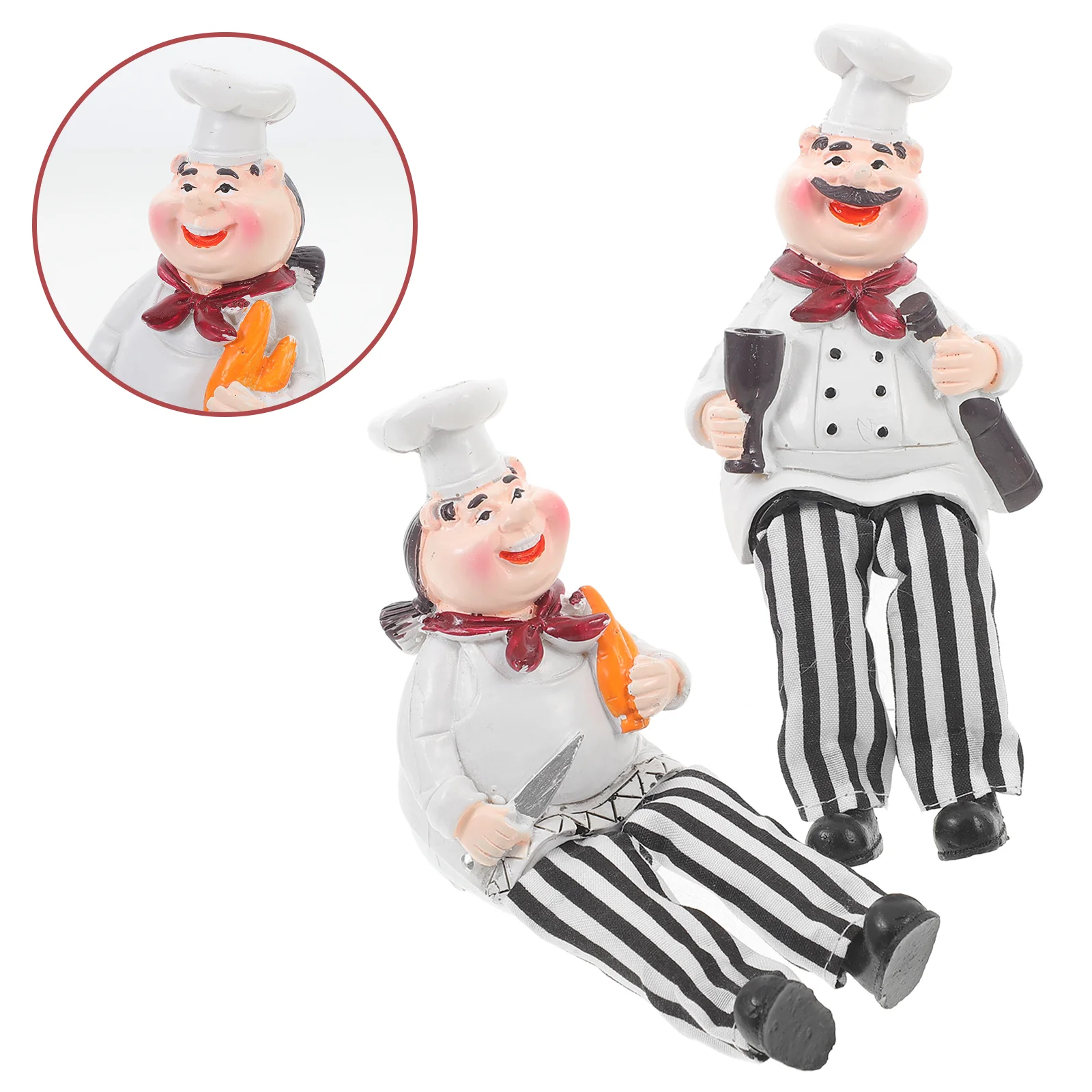 

2 Pcs Kitchen Utensils Chef Ornaments Creative Resin Products Sponge Model Statue Practical Table Decoration Dad