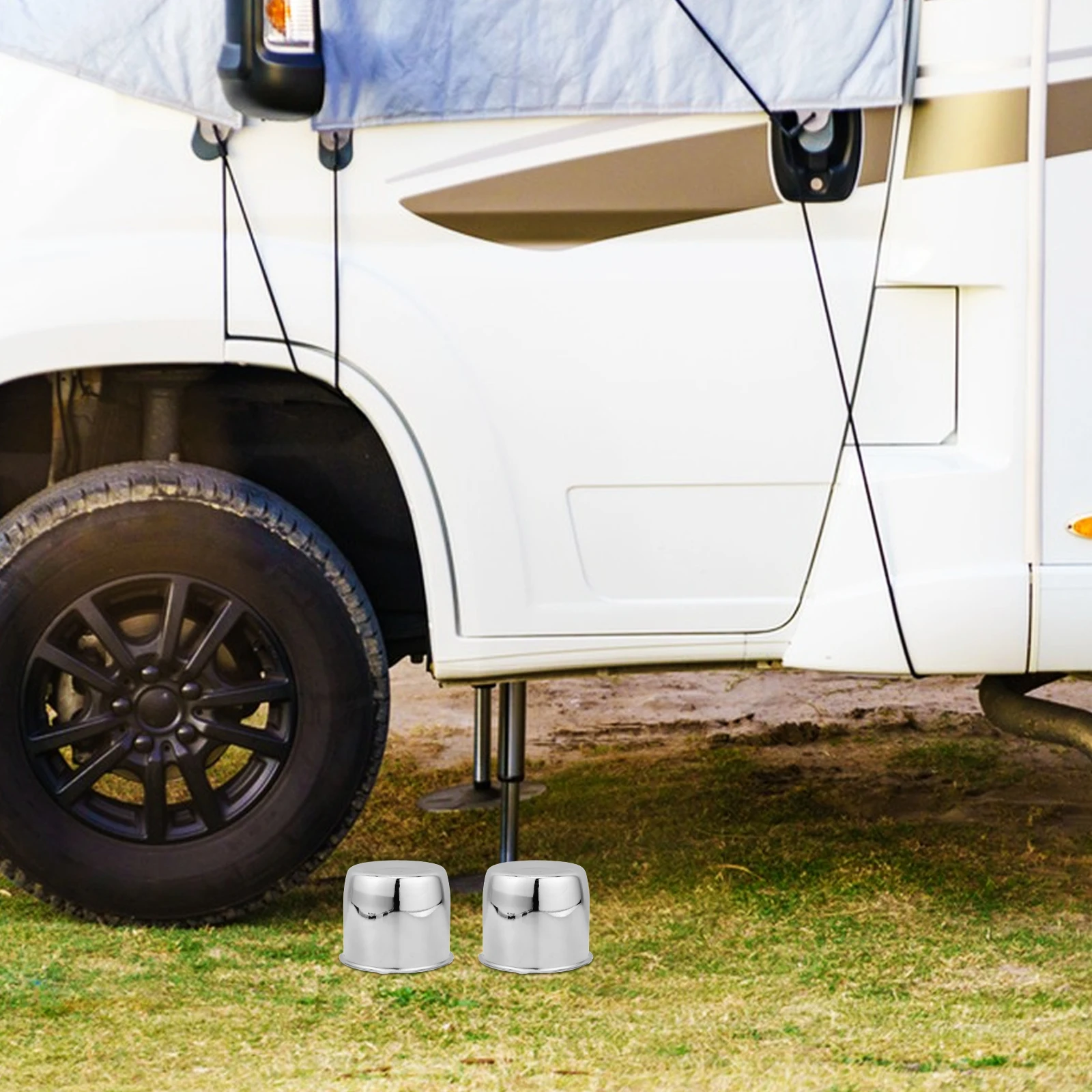 

4pcs Wheel Hub Dust Covers Metal Caps 108mm for Trailer Axle RV Center Hubcaps Protective Silver Steel Rim Modification